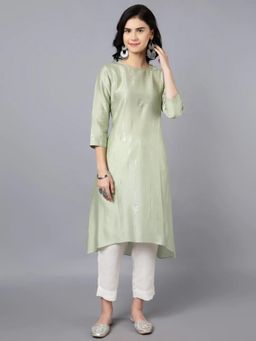 HAAVI BY PURAB - Green Chanderi Mukaish Work Kurta