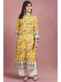 TAHILIYA - Yellow Sanganeri Hand Block Printed Cotton Classic Fit Kurta