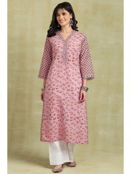 TAHILIYA - Pink Sanganeri Hand Block Printed Cotton Classic Fit Kurta