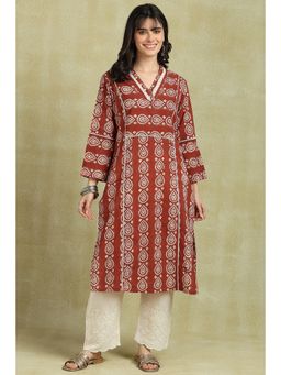 TAHILIYA - Maroon Daboo Hand Block Printed Cotton Kurta