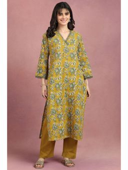 TAHILIYA - Green Daboo Hand Block Printed Cotton Kurta Ethnic Style