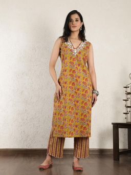 Spring Soul - Mustard Floral Embroidered Kurta