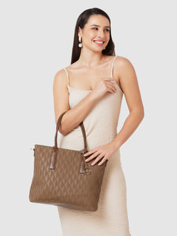 Globus - Women Brown Textured Casual Tote Bag
