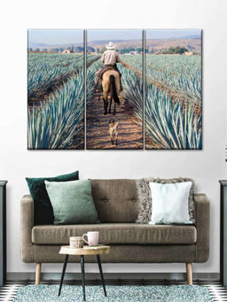 POSTERS AND TRUSS - 3 Pieces Inspecting Agave Plantation Painting Frame
