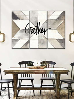 POSTERS AND TRUSS - 3 Pieces White Black Farm Memories Gather Framed Wall Painting