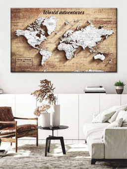 POSTERS AND TRUSS - Brown White World Map Wall Art