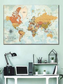 POSTERS AND TRUSS - Blue World Map Wall Art
