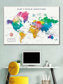 POSTERS AND TRUSS - Green White World Map Painting Wall Art