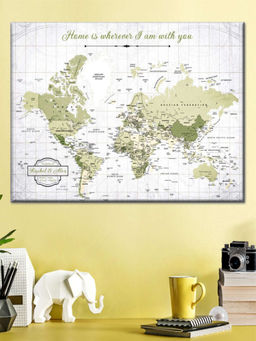 POSTERS AND TRUSS - White Green World Map Wall Art