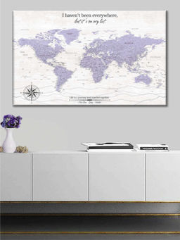 POSTERS AND TRUSS - Grey Blue World Map Wall Art
