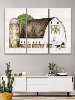POSTERS AND TRUSS - Off White Green 3 Pieces Spring Summer Painting Wall Art