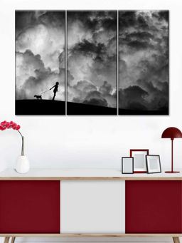 POSTERS AND TRUSS - Grey 3 Pieces Prelude To The Dream Printed Framed Wall Art