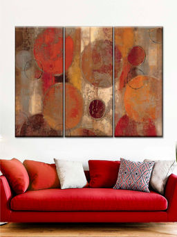 POSTERS AND TRUSS - Red 3 Pieces Oriental Bazaar I Painting Wall Art