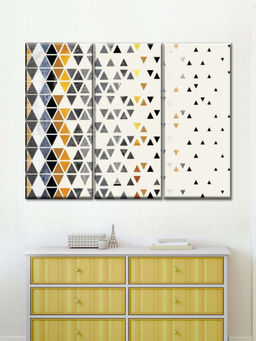 POSTERS AND TRUSS - White Grey 3 Pieces Triangle Madness Wall Art