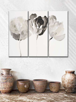POSTERS AND TRUSS - Grey 3 Pieces Trio In Light Printed Framed Wall Art