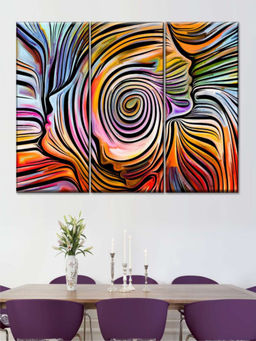 POSTERS AND TRUSS - Red Blue 3 Pieces Abstract Painting Wall Art