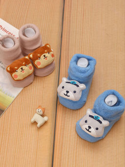 Yellow Bee - Baby Animal Themed Rattle Socks for Boys (Set of 2)