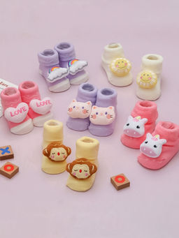 Yellow Bee - Whimsical Rattle Socks For Girls (Set of 6)