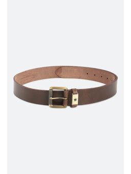 Louis Philippe - Men Brown Textured Genuine Leather Casual Belt