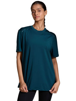 Silvertraq - Teal Solid Oversized Fit T-Shirt