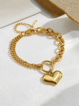 Jewels Galaxy - Gold-Plated Anti Tarnish Heart Themed Charm Bracelet