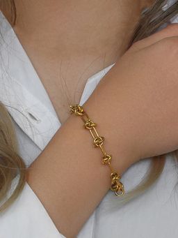 Jewels Galaxy - Gold Plated Stainless Steel Anti Tarnish Knotted Chain Bracelet