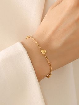 Jewels Galaxy - Gold Plated Stainless Steel Anti Tarnish Heart Themed Bracelet