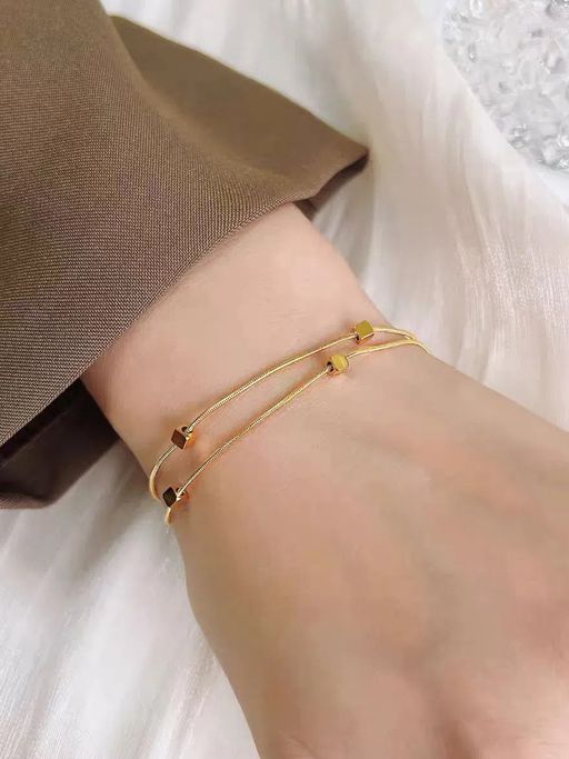 Jewels Galaxy Gold Plated Stainless Steel Anti-Tarnish Geometric Bracelet