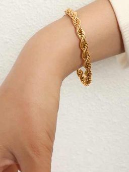 Jewels Galaxy - Gold Plated Anti Tarnish Stainless Steel Thin Chain Rope Style Bracelet