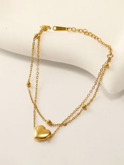 Jewels Galaxy - Gold Plated Anti Tarnish Stainless Steel Heart Themed Bracelet