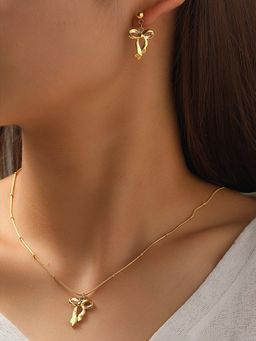 Jewels Galaxy - Gold-Plated Stainless Steel Anti Tarnish Infinity Bow Jewellery Set