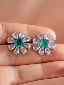 Jewels Galaxy - Womens Green Contemporary Stud Earrings