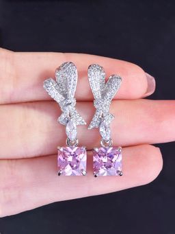 Jewels Galaxy - Womens Pink Contemporary Teardrop Dangler Earrings