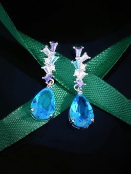 Jewels Galaxy - Womens Blue Contemporary Teardrop Earrings
