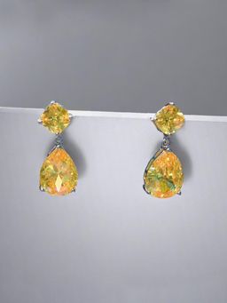 Jewels Galaxy - Womens Yellow Contemporary Teardrop Earrings