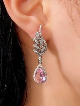 Jewels Galaxy - Womens Pink Contemporary Teardrop Earrings
