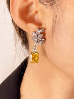 Jewels Galaxy - Womens Yellow Contemporary Teardrop Earrings