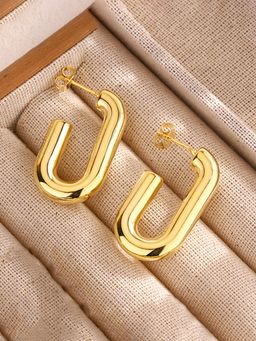 Jewels Galaxy - Gold Plated Anti Tarnish Geometrical Statement Hoop Earrings