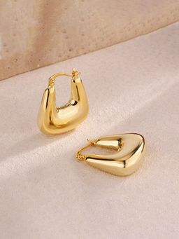 Jewels Galaxy - Gold Plated Anti Tarnish Chunky Geometric Statement Hoop Earrings