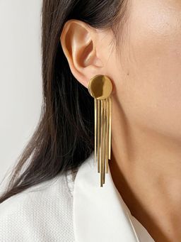 Jewels Galaxy - Gold Plated Stainless Steel Anti Tarnish Tassel Earrings