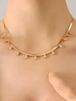 Jewels Galaxy - Gold Plated Stainless Steel Anti Tarnish Stone Studded Necklace