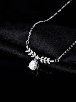 Jewels Galaxy - Silver Plated Ad Studded Cubic Zirconia Necklace