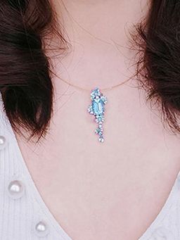 Jewels Galaxy - Blue Silver Plated Ad Studded Cubic Zirconia Necklace