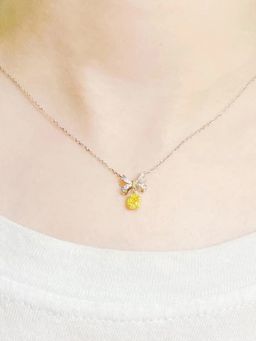 Jewels Galaxy - Yellow Silver Plated Ad Studded And Cubic Zirconia Necklace