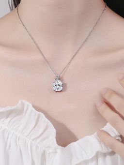 Jewels Galaxy - White Silver Plated Contemporary Necklace