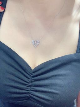 Jewels Galaxy - Silver Plated American Diamond Studded Heart Shaped Necklace