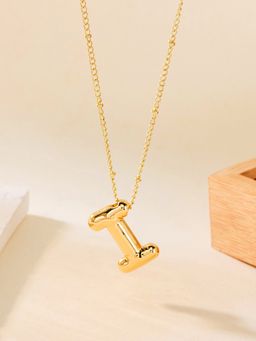 Jewels Galaxy - Gold Plated Anti Tarnish Stainless Steel Alphabetical I Pendant Necklace