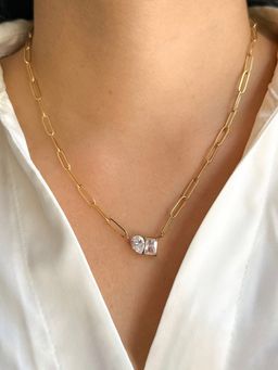 Jewels Galaxy - Gold Plated Anti Tarnish Stainless Steel Ad Studded Necklace