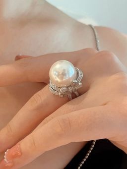 Jewels Galaxy - Silver Plated Pearl Studded Contemporary Styled Finger Ring