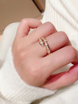 Jewels Galaxy - Gold Plated American Diamond Gold - Toned Snake Themed Finger Ring